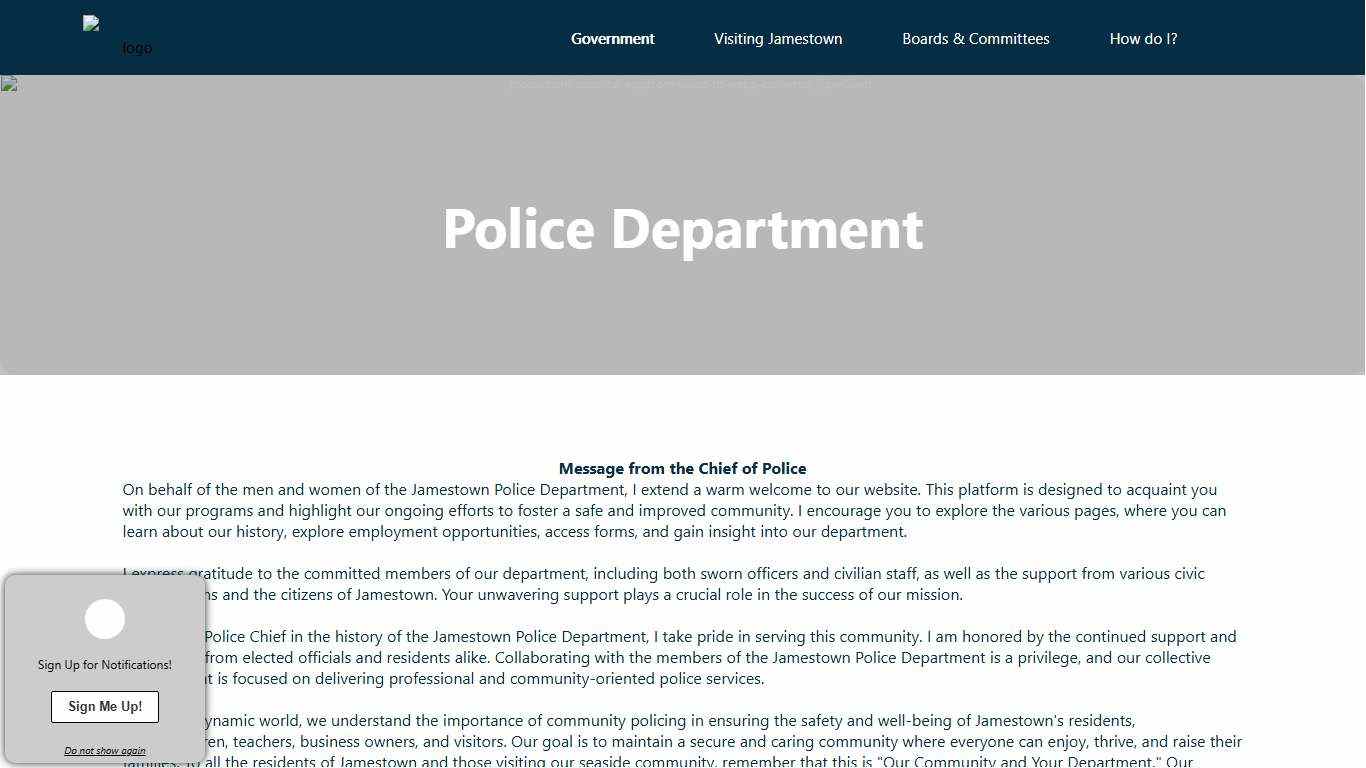 Town of Jamestown - Police Department