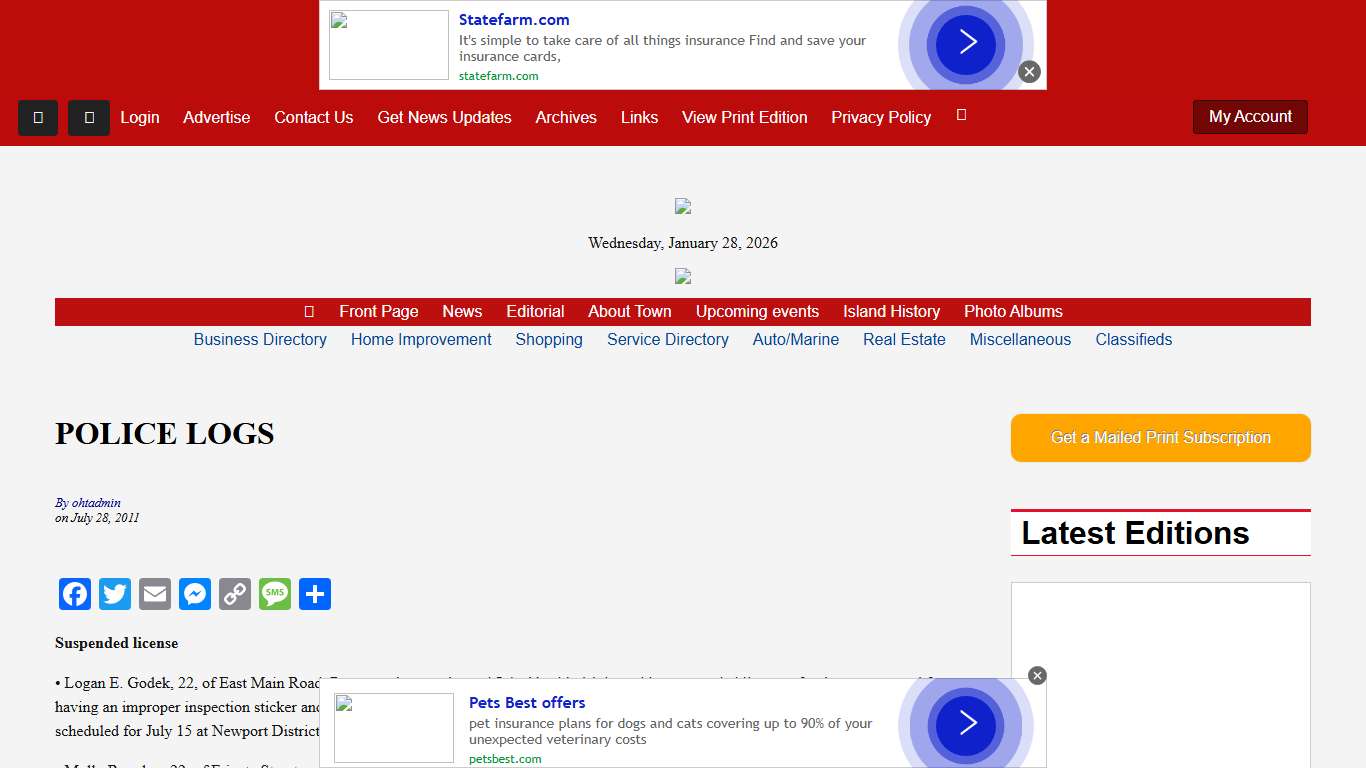 POLICE LOGS - Jamestown Press