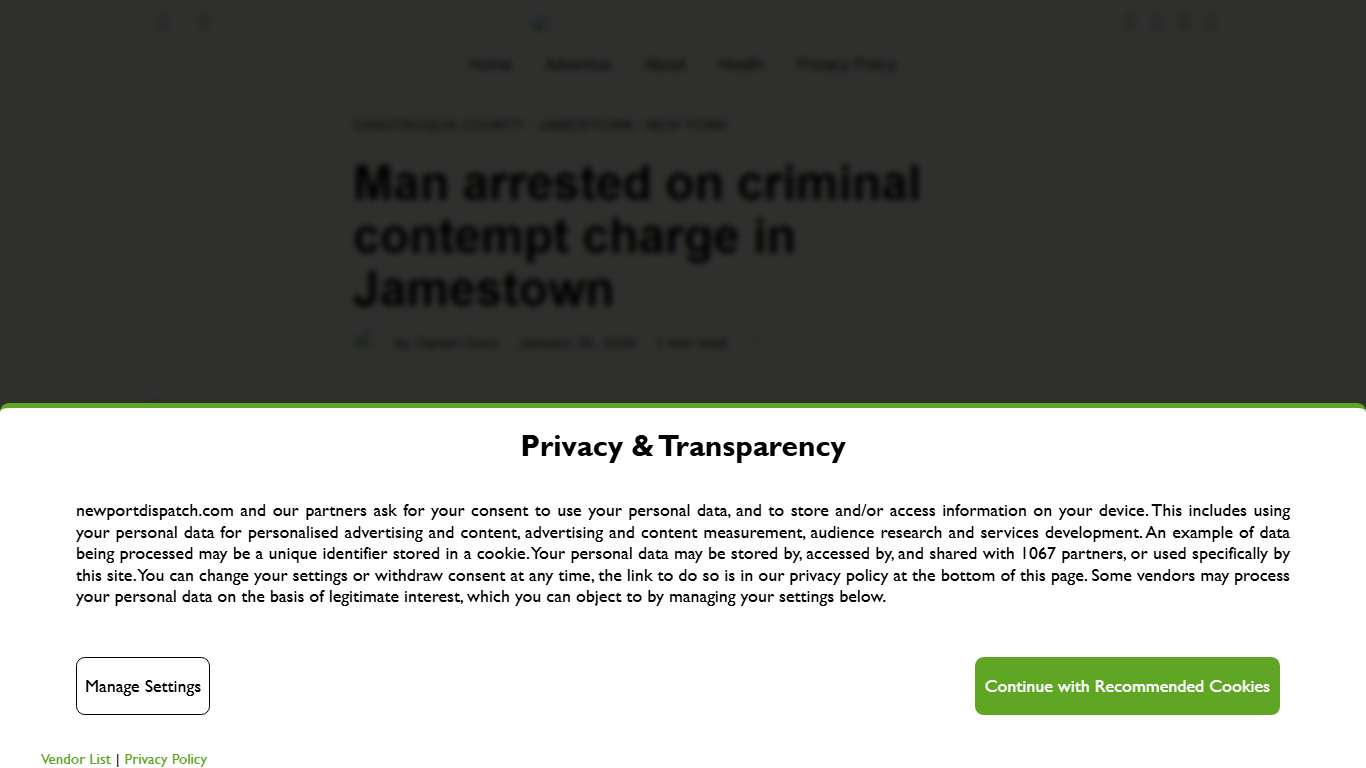 Man arrested on criminal contempt charge in Jamestown - Newport Dispatch